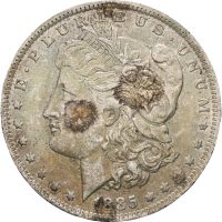 1885 O USA dollar, New Orleans, flekker, 1+