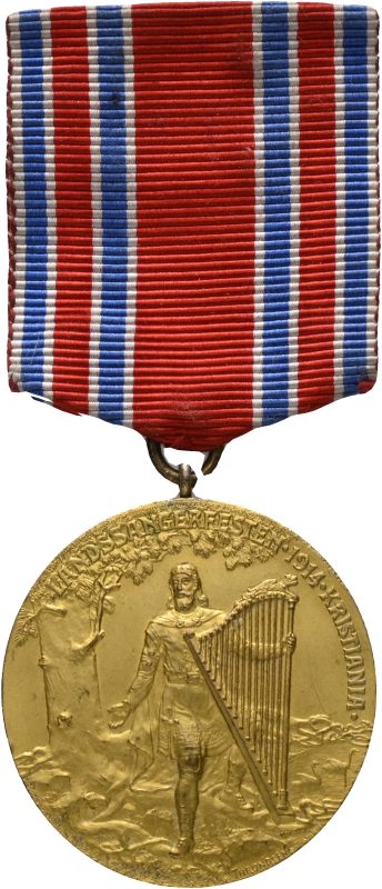 1914 Landssangerfesten Kristiania, 35 mm, forgylt bronse, 0/01