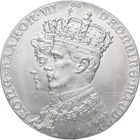 1906 kong Haakon VII og dronning Maud kroningen, Throndsen, 40 mm, aluminium, 0/01