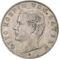 1912 D Tysk keiserriket, Bayern 3 mark Otto (1886-1913), 1+