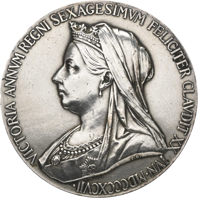 1897 England medalje Victoria Diamond Jubilee, 56 mm, sølv, blankettfeil, 1+