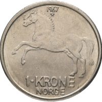 1967 1 krone Olav V, 0