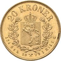 1879 20 kroner Oscar II, 0/01