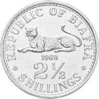 1969 Biafra 2 1/2 shillings, republikk 1967-1970, aluminium, 0/01