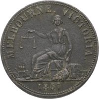 1857 Australia Hide & de Carle, penny Melbourne Victoria, , 1