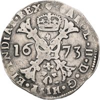 1673 Spansk Nederland patagon Carl II, 1