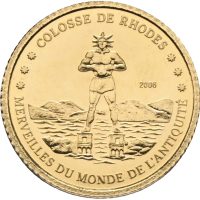 2006 Elfenbenskysten 1500 francs, kolosen på Rhodos, 1 g .999 gull, proof