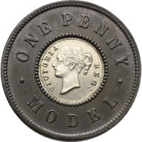 (1844) England penny, Josef Moore token, 01