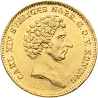 1842 Sverige dukat Karl XIV Johan (1818-1844), lett bearbeidet, 01