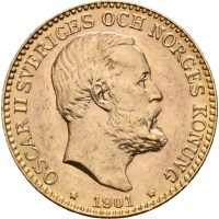 1901 Sverige 10 kronor Oskar II, 0/01