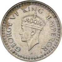 1943 Britisk India 1/2 rupee George VI (1936-1947), 01