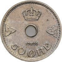 1926 50 øre Haakon VII, 0/01