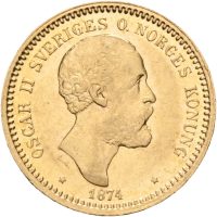 1874 Sverige 10 kronor Oskar II, 1+/01