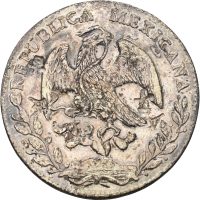 1877 GO Mexico 8 reales, forente republikker 1823-1905, chop marks på adv., 1+