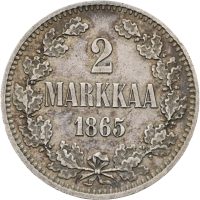 1865 Finland 2 markkaa Alexander II, 1+