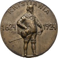 1924 Kristiania by 300 år, Simonson, bronse, 33 mm, 01
