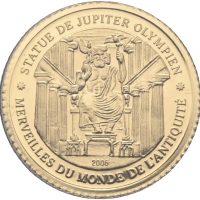 2006 Elfenbenskysten 1500 francs, Zeusstatuen i Olympia, 1 g .917 gull, proof