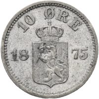 1875 10 øre Oscar II, 1+