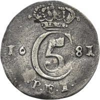 1681 8 skilling Christian V, 1/1+
