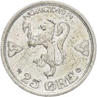 1914 25 øre Haakon VII, 1+