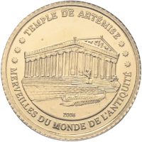 2006 Elfenbenskysten 1500 francs, Artemistempelet i Efesos, 1 g .999 gull, proof