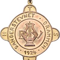 1924 Sangerstevnet i Drammen, med hempe, bronse, 40 mm, 01