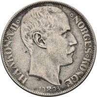 1908 krone Haakon VII, på plate, 1+
