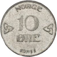 1911 10 øre Oscar II, 1+