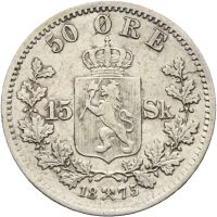1875 50 øre/ 15 skilling Oscar II (1872-1905), 1/1+