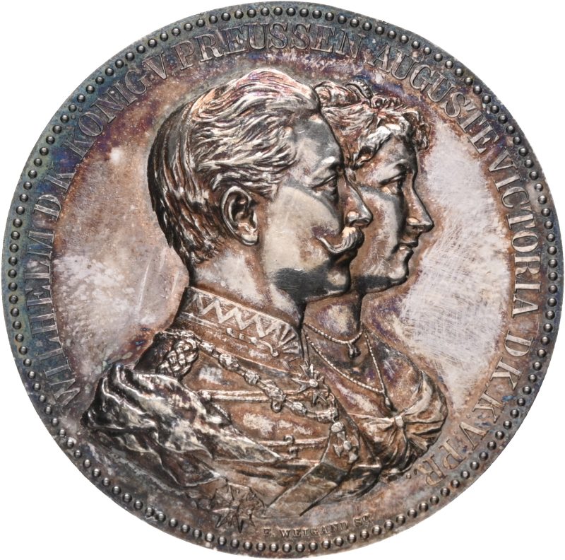 Preussen gullbryllup jubileum Wilhelm II,  sølv 50 g, 45 mm, 0/01