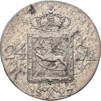 1827/5 24 skilling Carl XIV Johan, små blankett feil, 0