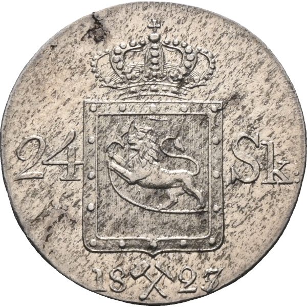 1827/5 24 skilling Carl XIV Johan, små blankett feil, 0