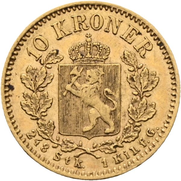 1902 10 kroner Oscar II, 1/1+