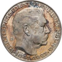 1927 Weimar 80-års dagen til Paul von Hindenburg, K. Goetz, sølv, 36 mm, 0