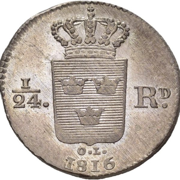 1816 Sverige 1/24 riksdaler Karl XIII, 0/01