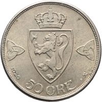 1920 50 øre Haakon VII u/h, 01