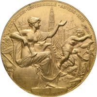 1885 Belgia Verdensutstilling i Antwerpen Leopold II, forgylt bronse