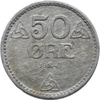 1943 50 øre, sink, 1+