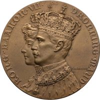 1906 kong Haakon VII og dronning Maud kroningen, Throndsen, 40 mm, bronse, 0/01