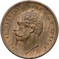 1857 Sverige 1 öre Oskar I, 0/01