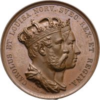 1860 Universitets minnemedalje til kroningen av Carl XV, Schnitzpahn, bronse, 41 mm, 01