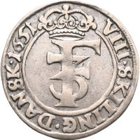 1651 8 skilling Frederik III, R, 1/1+