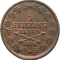 1848 Sverige 1/3 skilling banco Oskar I (1844-1859), 1+/01
