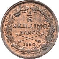 1850 Sverige 1/6 skilling banco Oskar I (1844-1859), 01