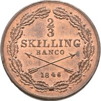1846 Sverige 2/3 skilling banco Oskar I (1844-1859), 0/01