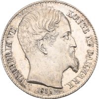1859 Dansk Vestindien 20 cents Frederik VII, prakteksemplar, 0