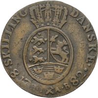 1782 8 skilling Christian VII, kobberavslag, 1
