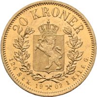 1902 20 kroner 1902 Oscar II (1872-1905), 0/01