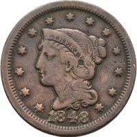 1848 USA cent, 1