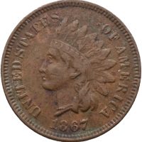 1867 USA cent, Indian Head, 1/1+